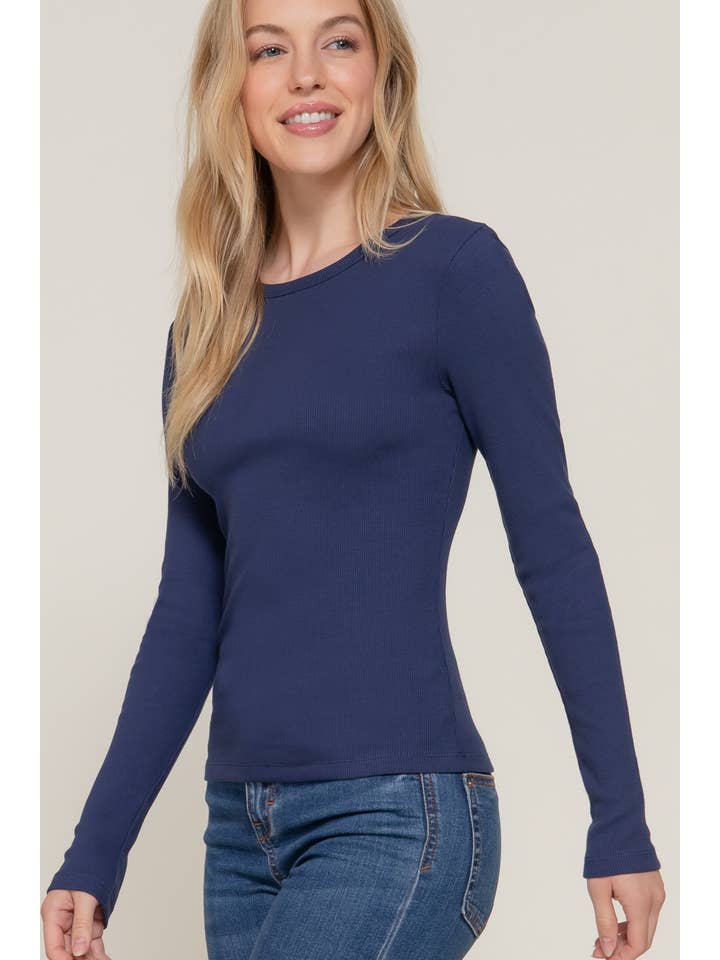Active Basic | Active USA - Wholesale Knit Top - Women's - Long Sleeve Crew Knit Rib Tee