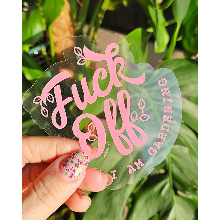 Transparent Sticker FUCK OFF I am gardening pink
for wholesale by Studio Inktvis
