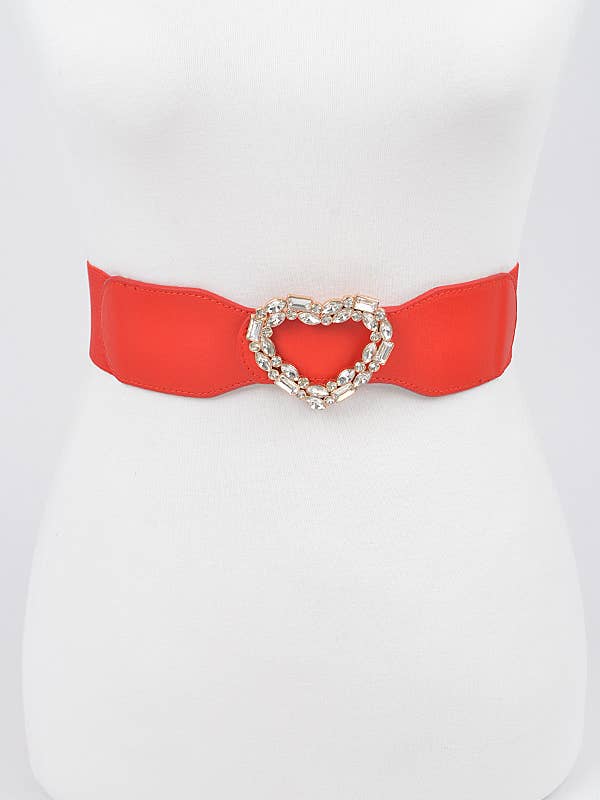 Hjerte Rhinestone spænde elastisk bælte for engroshandel hos Shop Neighbors