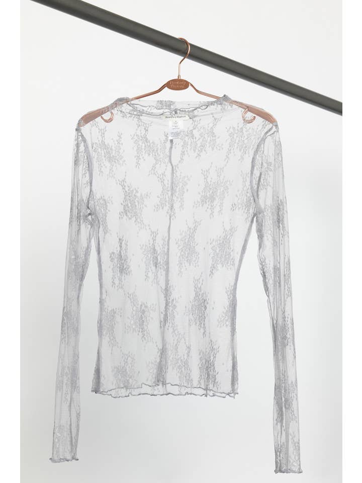 Newbury Kustom - Wholesale Blouse - Women's - 50986 - LONG SLEEVE SHEER LACE MESH TOP