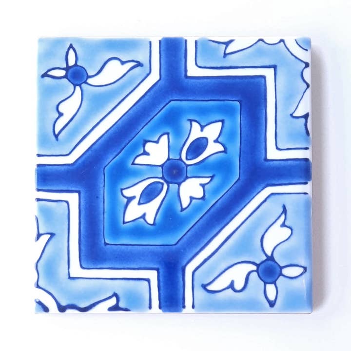 BLUE 4 | Dekorativ handmålad keramisk kakelplatta 10x10 cm för wholesale av Dyari