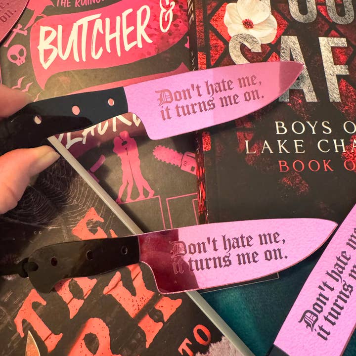 Scribbles Wholesale - Wholesale Bookmark - Don't Hate Me, Turns Me On - Pink Mirrored Knife Bookmark5