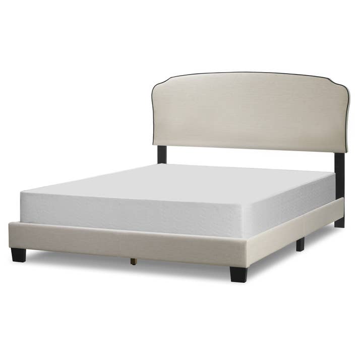 Glamour Home - Wholesale Bed - Aric Beige Fabric Queen Bed with Contrasting Piping Accent3
