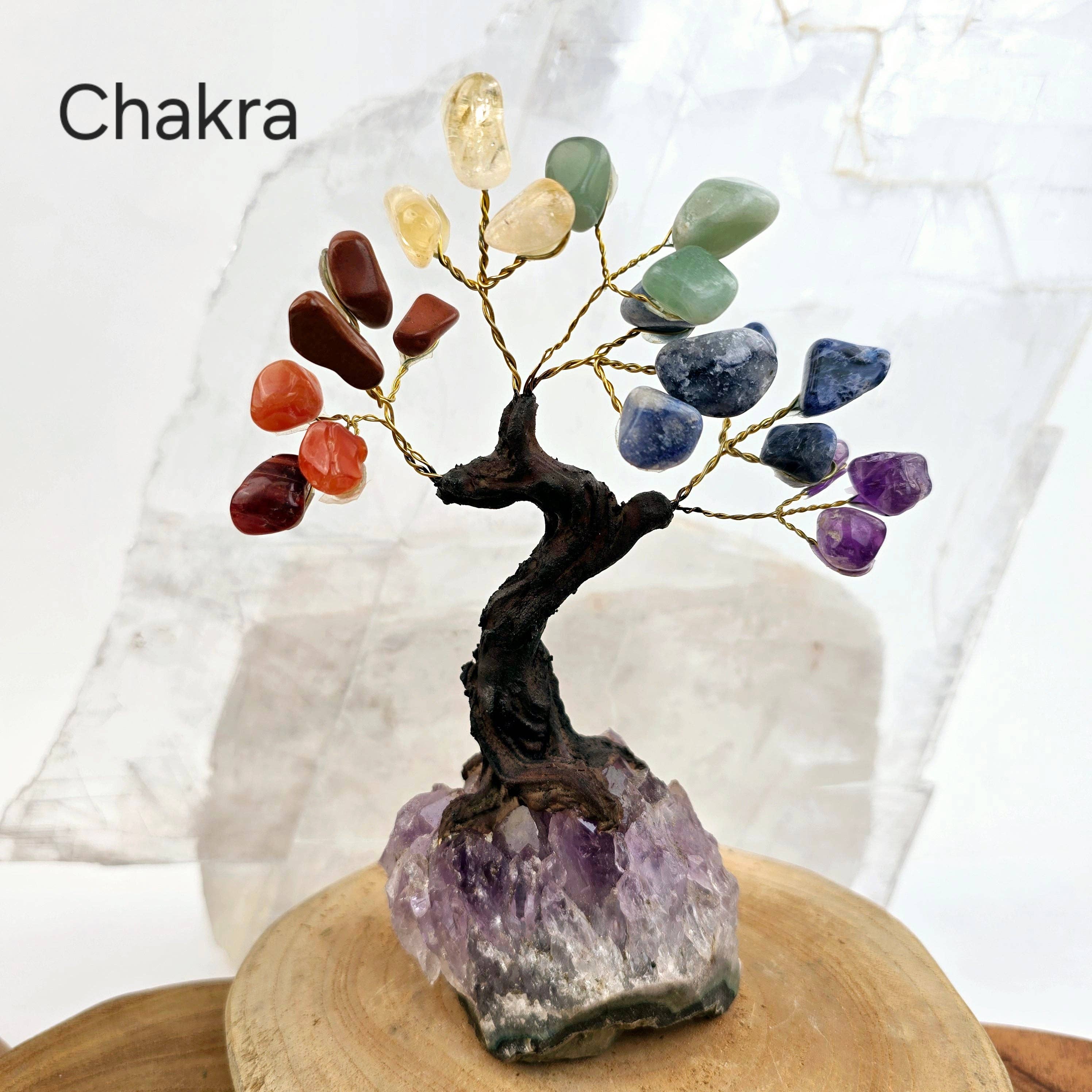 Rock Paradise - Wholesale Spiritual Stone/Crystal - Tumbled Gemstone Tree with Amethyst Crystal Base8