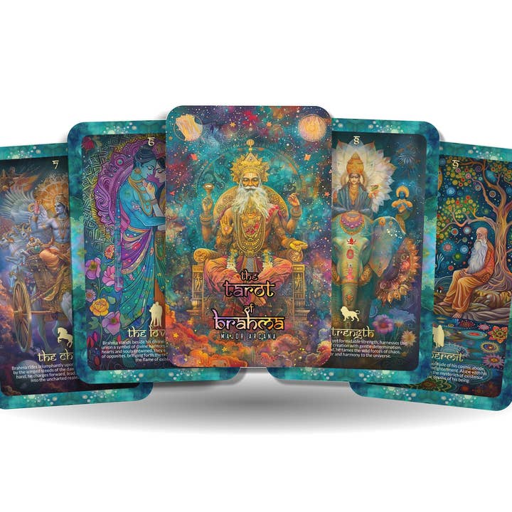 The Tarot of Brahma - 22 Major Arcana - A unique spiritual journey - The Hindu God of creation, known for wisdom and guidance. for wholesale by Ibiza Tarot USA