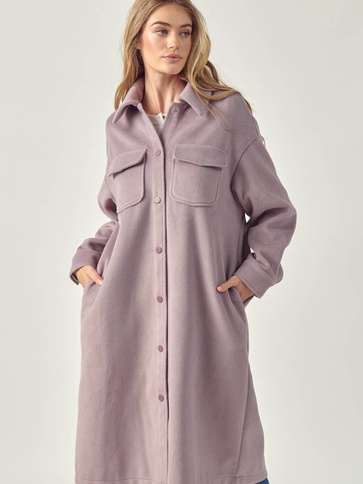 Cappotto oversize con collo a colletto - P80076 per la vendita all'ingrosso da parte di Petal Dew