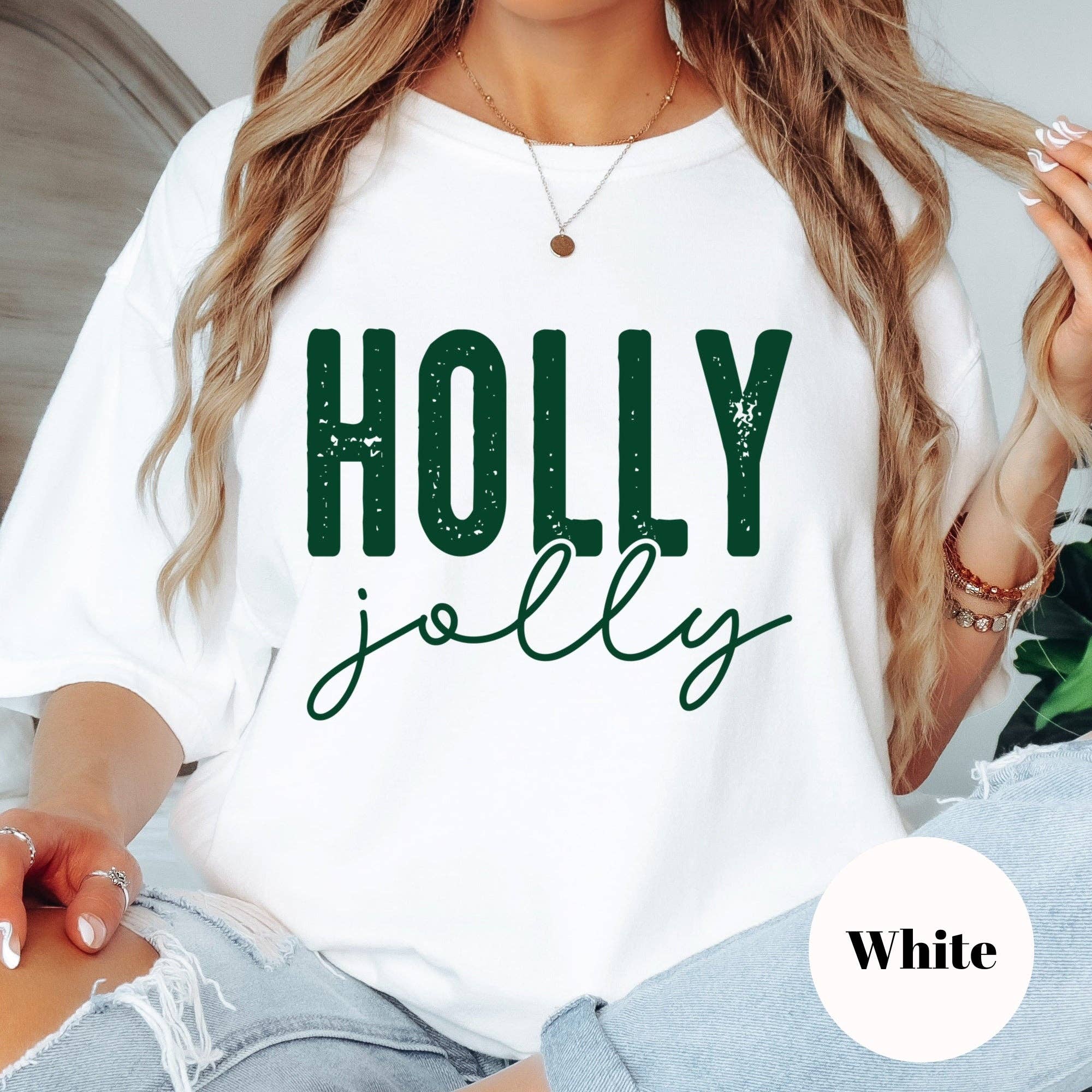 Epic Life  - Designed - Wholesale Screen Printed T-Shirt - Women's - Holly Jolly Shirt or Sweatshirt – Christmas Holiday Top – S-4XL Plus Size – Multiple Colors0