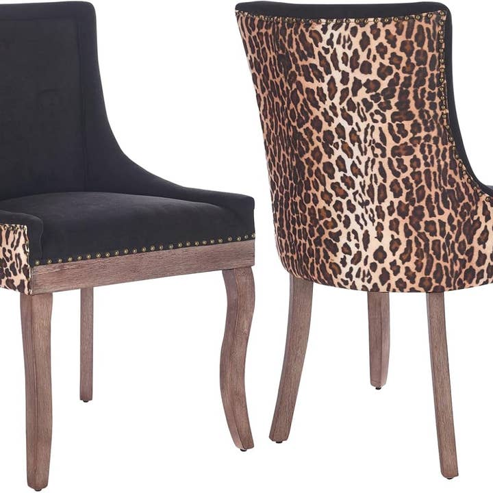 Chic Upholstered Dining Chairs with Stylish Leopard Print for wholesale on Faire