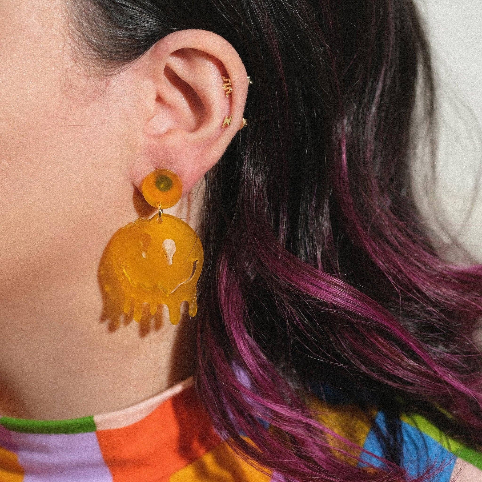 Sleepy Mountain - Wholesale Dangle Earrings - Melted Smiley Face Dangle Earrings1