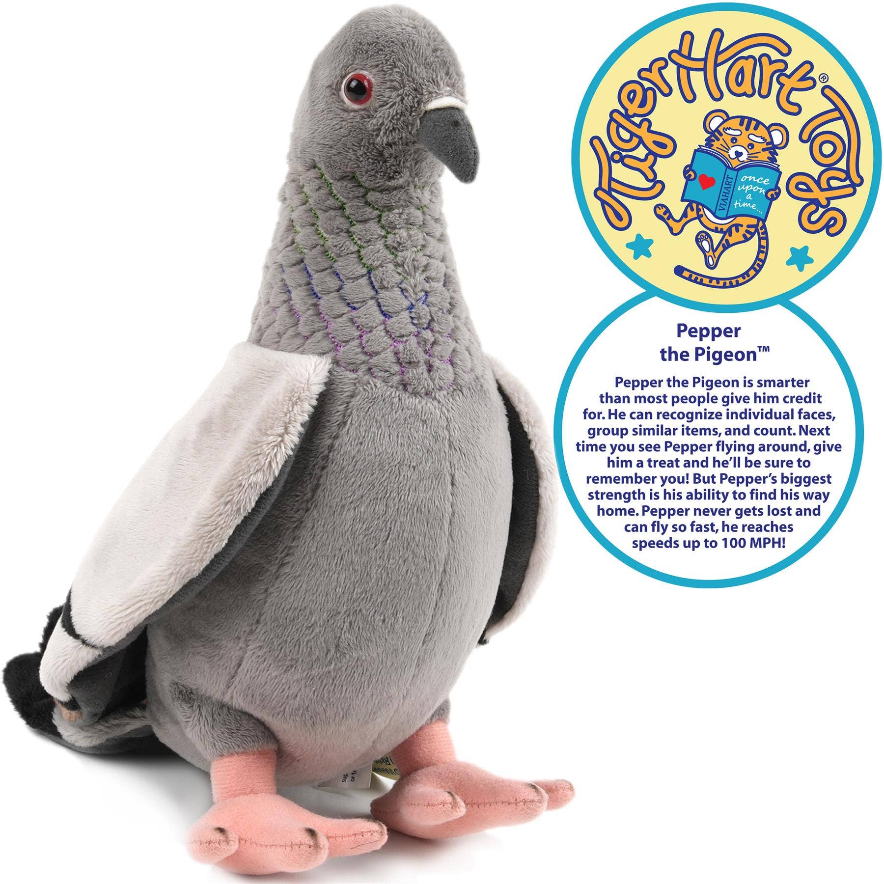 VIAHART Toy Co. - Vente Peluche – enfant et bébé - Pepper Le Pigeon - Peluche Oiseau de 21,5 cm1