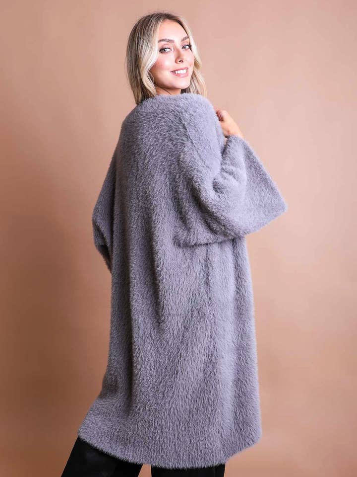Leto Accessories - Wholesale Cardigan – Women’s - Luxe Winter Faux Mohair Knit Cardigan - Winter 2025 🧡1