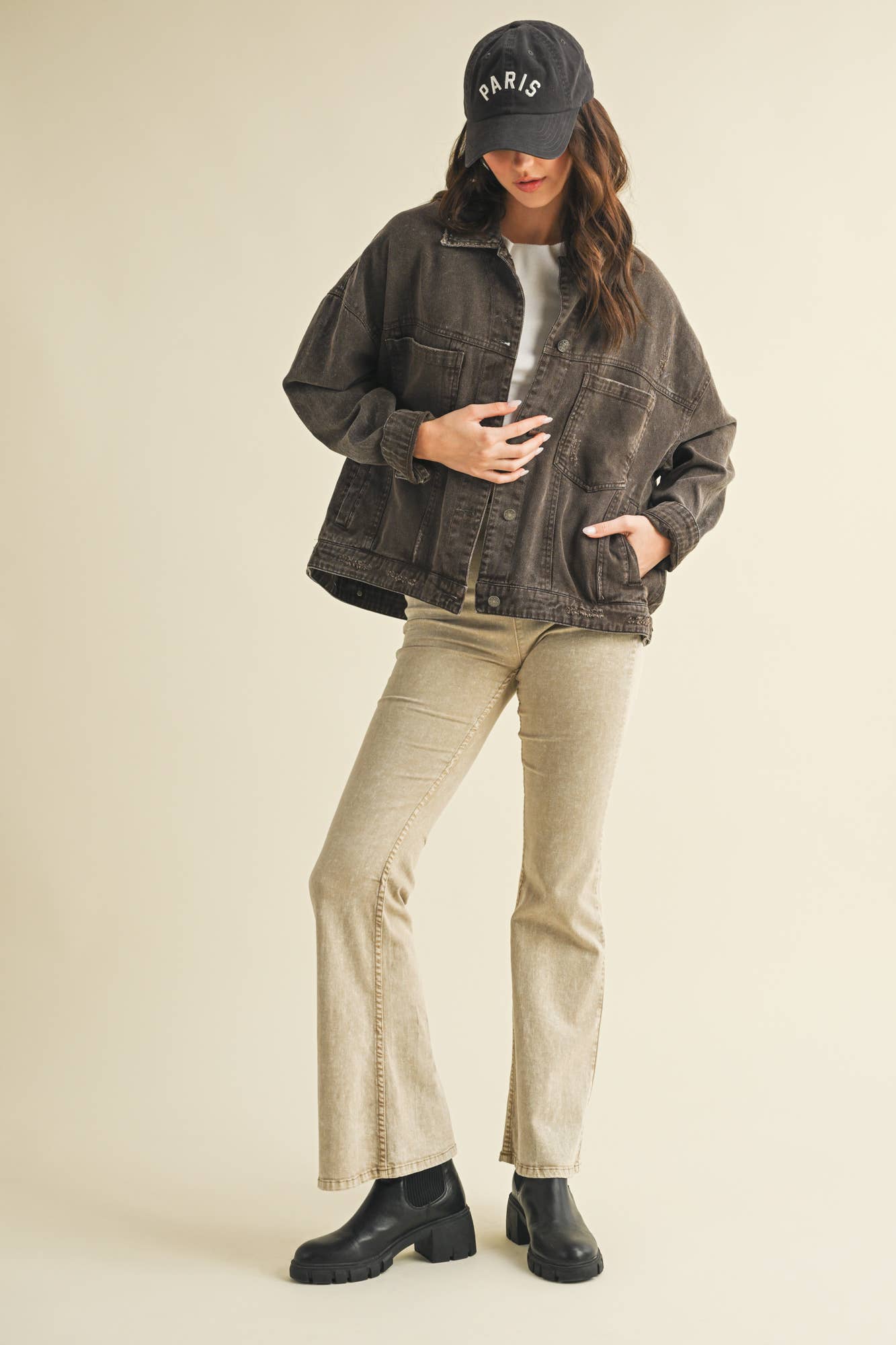BLACK COFFEE BACK PLEATED JACKET for wholesale on Faire6