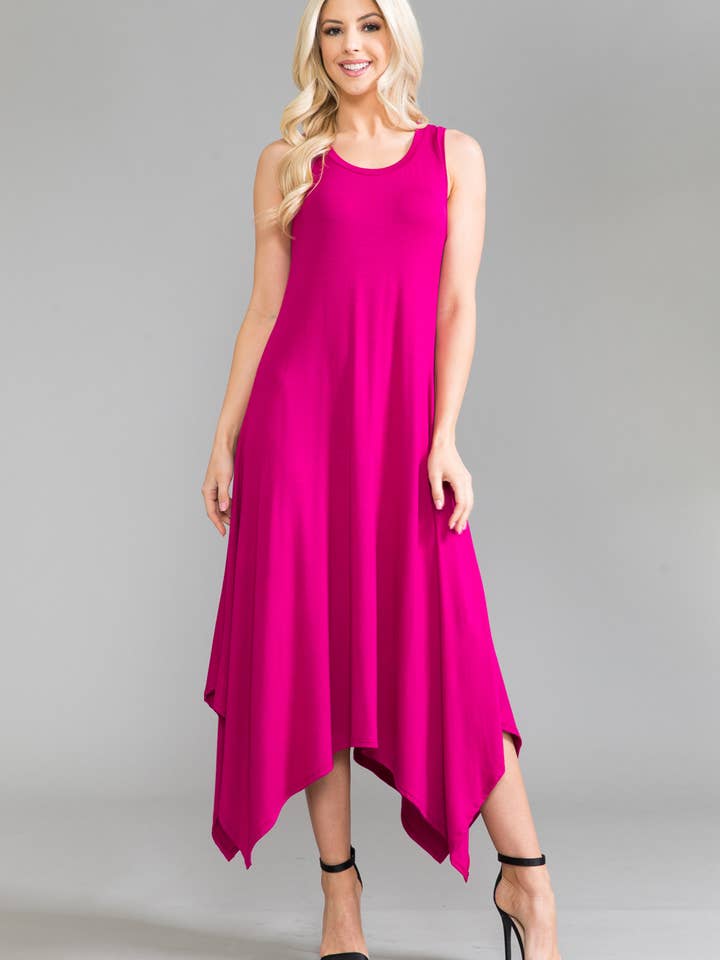 Abito longuette senza maniche con orlo asimmetrico per la vendita all'ingrosso da parte di Allium