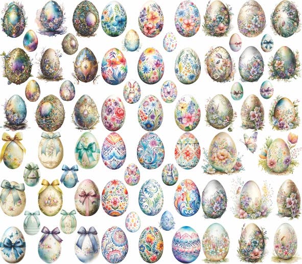 Craft Kreatively – wholesale Hantverkstillbehör – Rispapper för decoupage med påskägg, A4, 6-pack – hantverk0