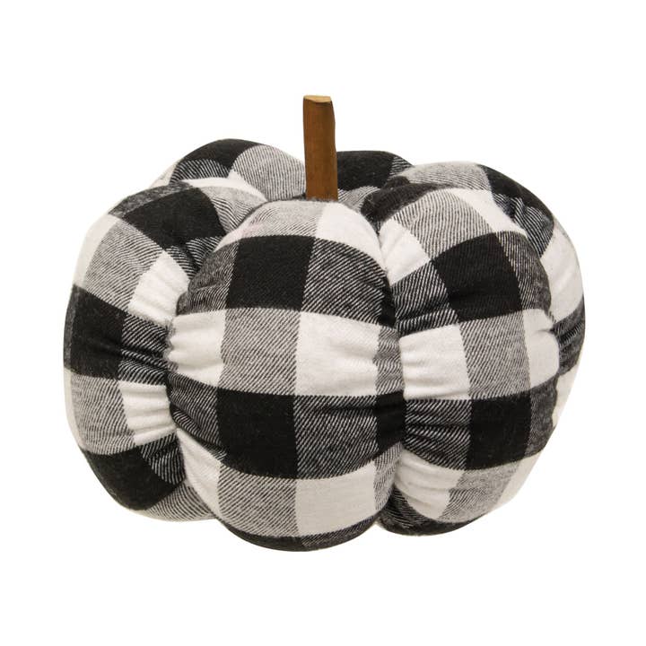 Black & White Buffalo check Stuffed Pumpkin, 6.5" for wholesale by Col House Designs