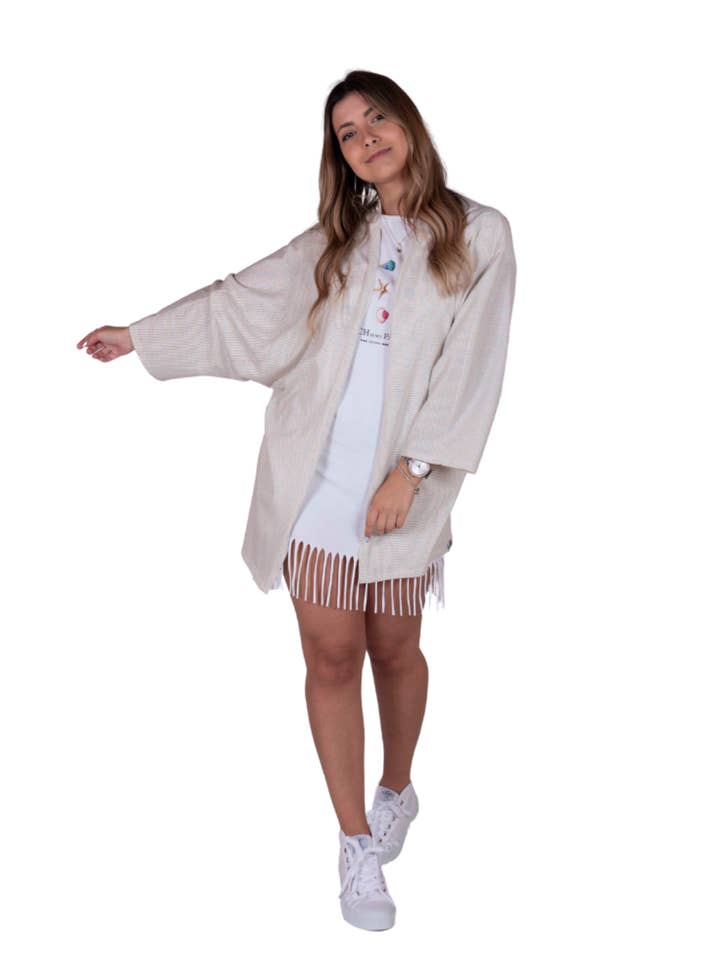 Kimono femme Girassol rayures Lurex 4GKS06 pour la vente par Girassol
