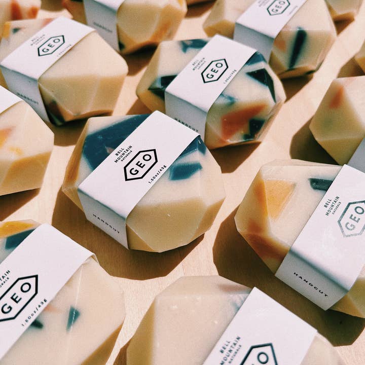 Bell Mountain Naturals - Wholesale Bar Soap - Terrazzo mini gem bar soap. Natural, sustainable, modern.