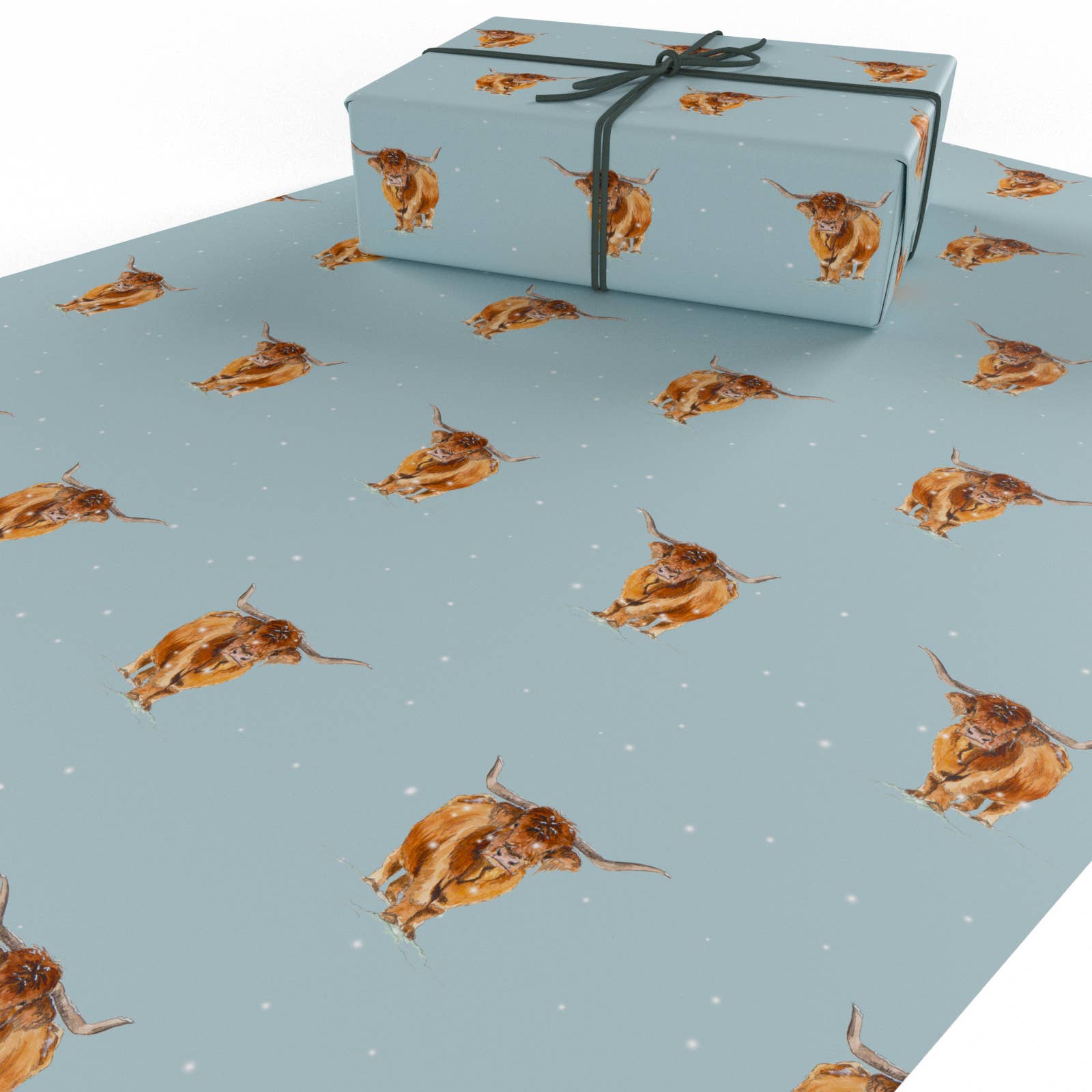 Re-wrapped - Vente Feuille de papier cadeau - Papier Cadeau Vaches Highland Hiver • Écologique3