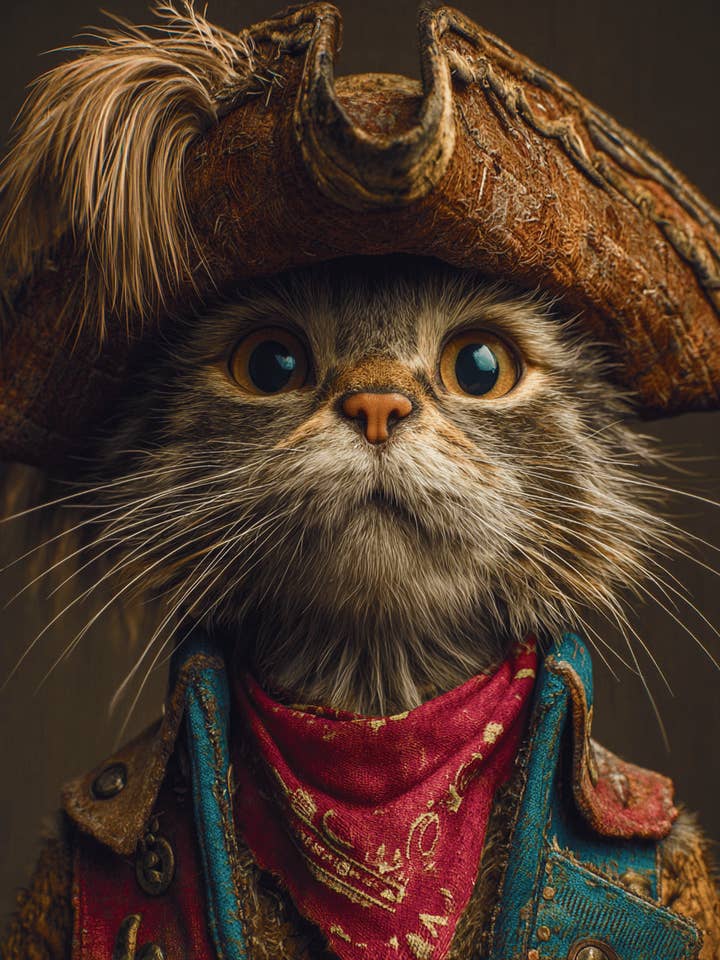 Pirate Pete - Cats in Hats - Art Print - 8"x10" Artwork for wholesale by Mowbi