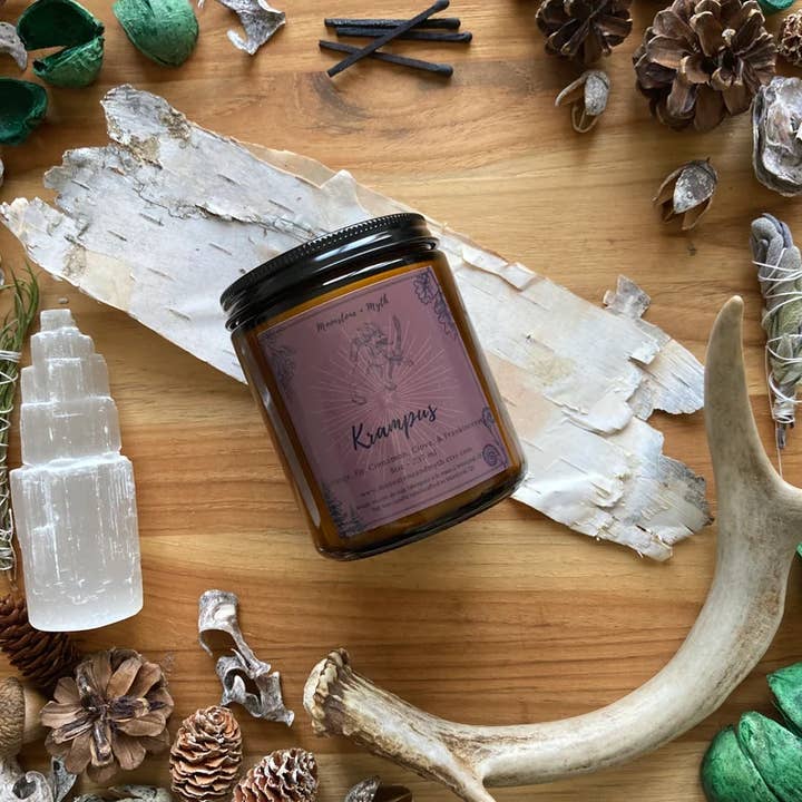 Moonstone and Myth - Wholesale Jar/Filled Candle - Krampus, 100% soy wax scented candle1