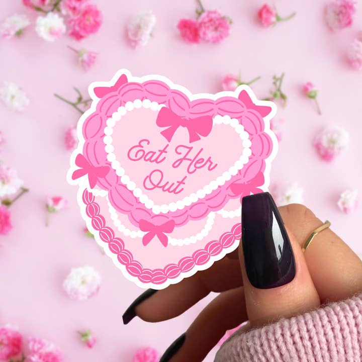 Pretty Toxic Stickers - Wholesale Sticker - Coquette Heart Cake Sticker, Eat Her Out, Cute Vulgar Decals6