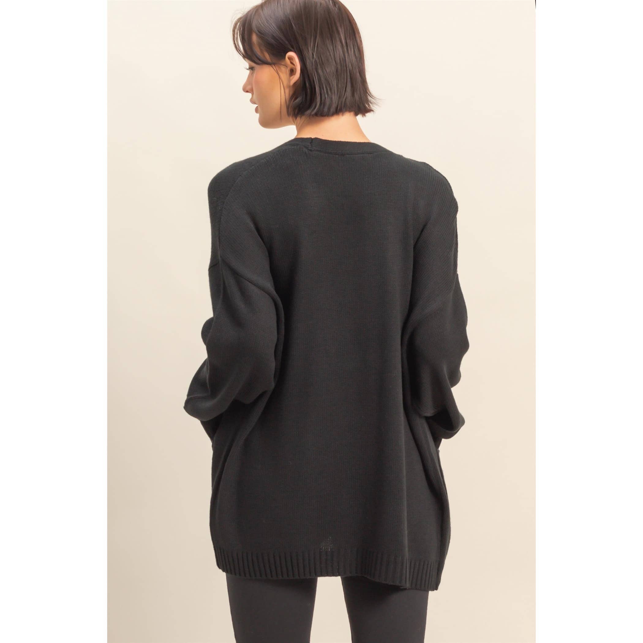 Double Zero - Venta al por mayor Cárdigan - Mujer - Cárdigan de Punto Abierto de Talla Grande con Bolsillos24