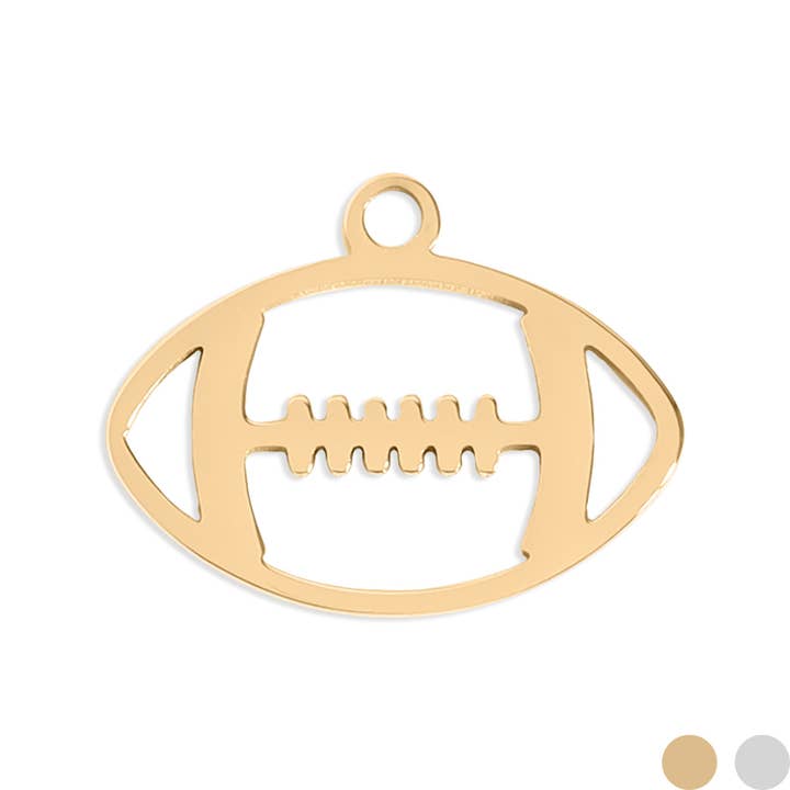 WJW - Wholesale Individual Charm/Pendant - 18K Gold PVD Stainless Steel Football Charm