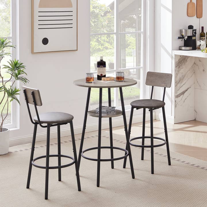 39F Inc. - Vente Tabouret - Tabouret de bar rond avec étagère, tabouret rembourré