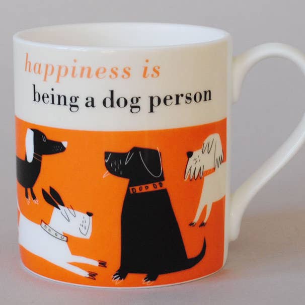 Repeat Repeat - Wholesale Coffee Mug - Happiness Dog Person Bone China Mug Orange