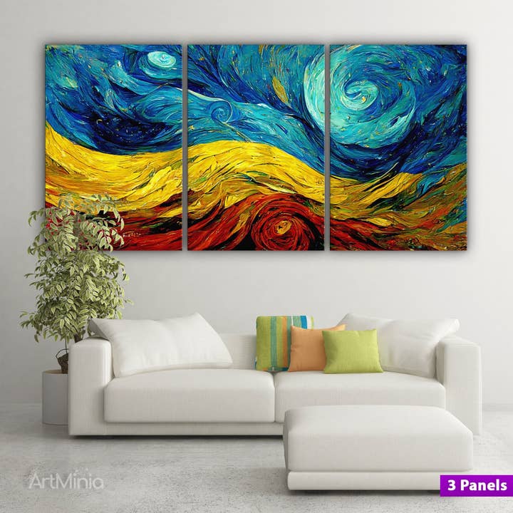 Acryl, abstract schilderij op canvas, printstijl van Van Gogh voor wholesale door Artorang