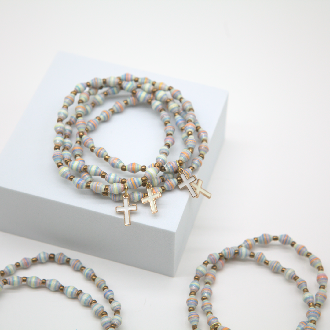 The Bead Project by TWOPU - Wholesale Charm/Dangle Bracelet - Cross Charm Stretchy Bracelet for Easter1