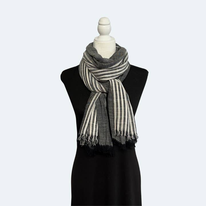 Humble Hilo - Wholesale Scarf - Women's - Humble Hilo Cumulus 100% Cotton Scarf Center Stripes39