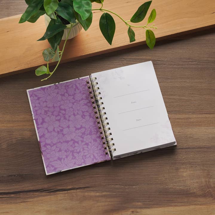 Christian Art Gifts - Wholesale Journal/Diary - Journal Wirebound Purple Floral Strength & Dignity Prov31:252