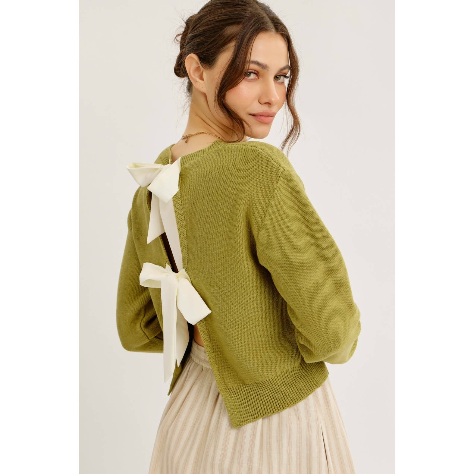 idem ditto – Pulôver - Mulher por atacado – TOP DE MALHA COM LAÇO NAS COSTAS E DECOTE REDONDO EM CONTRASTE0