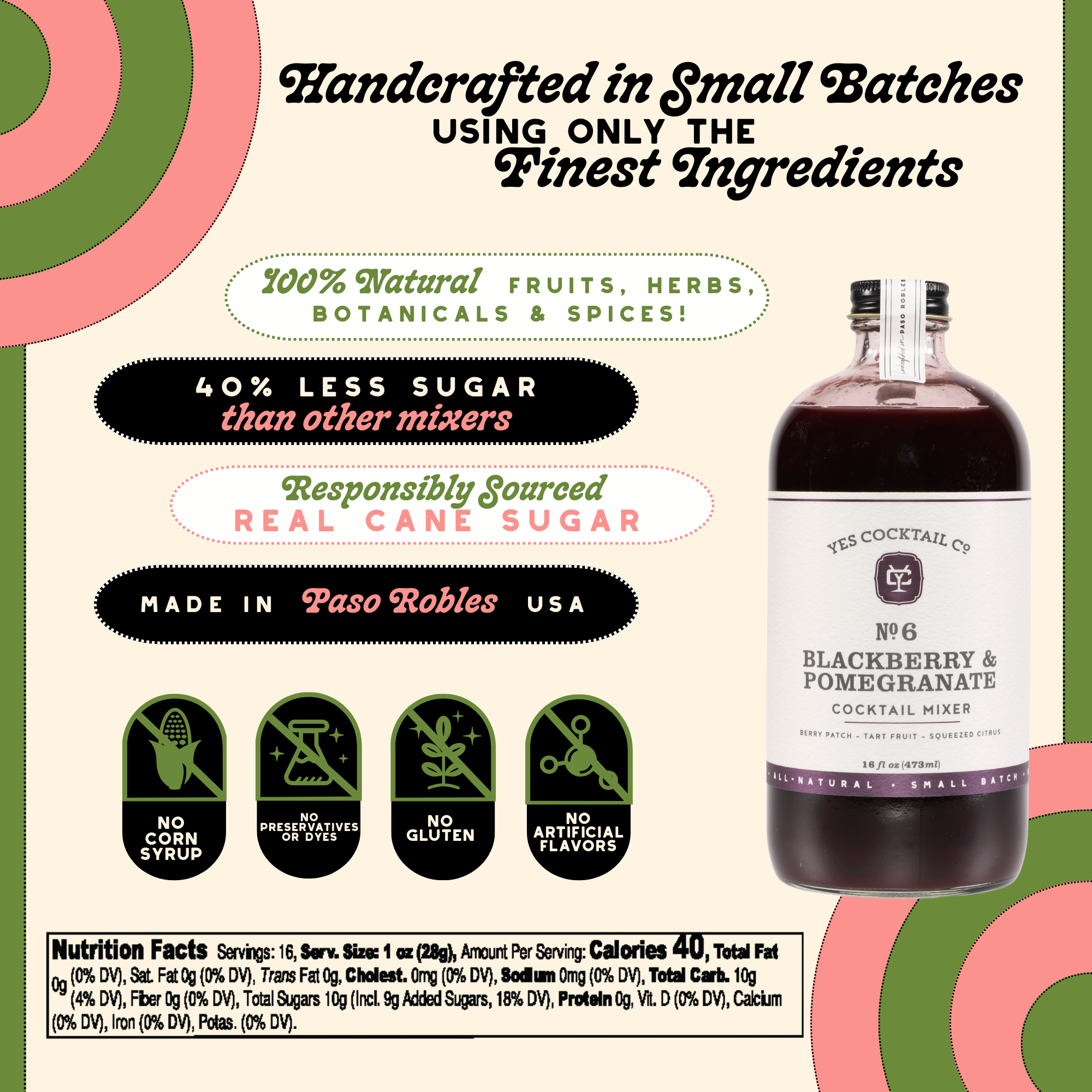 Yes Cocktail Co - Vente Mélange/sirop pour cocktails - Mélangeur à cocktail à la grenade à la mûre3