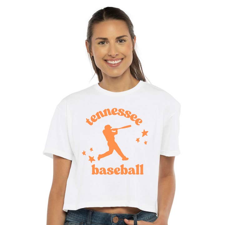 Elby Designs Apparel - Vente T-shirt à imprimés – femme - T-shirt court de baseball Tennessee, Tennessee Vols, TN Vols