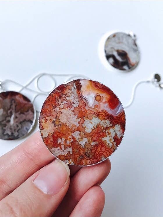 Red Mexican Fire Agate Stone Sterling Silver 925 Necklace for wholesale by Bondhu Jewelry