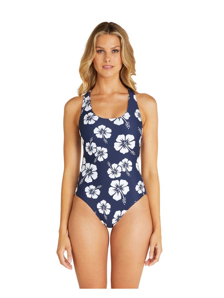 Womens Crossover One Piece - Hibiscus - Navy for wholesale on Faire11