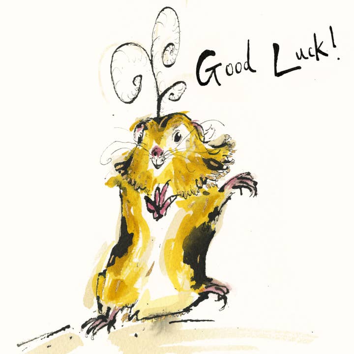 Anna Wright Ltd - Wholesale Good Luck Card - Good Luck Guinea Pig Card