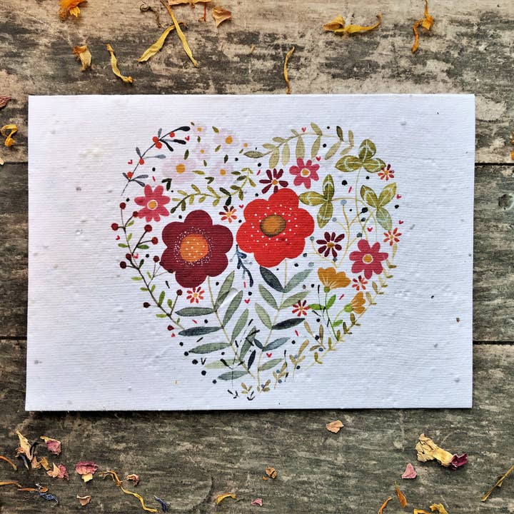 Erika's Whimsical Art – wholesale Love card – Plantable Seed Paper Floral Heart Card2