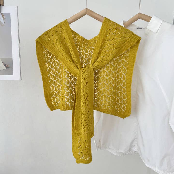 VividLux - Wholesale Wrap – Women's - Elegant Solid Color Openwork Knit Shawl Wrap2