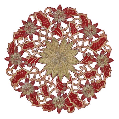 Cutout Poinsettia Placemats 16"rd for wholesale by Mera Linens