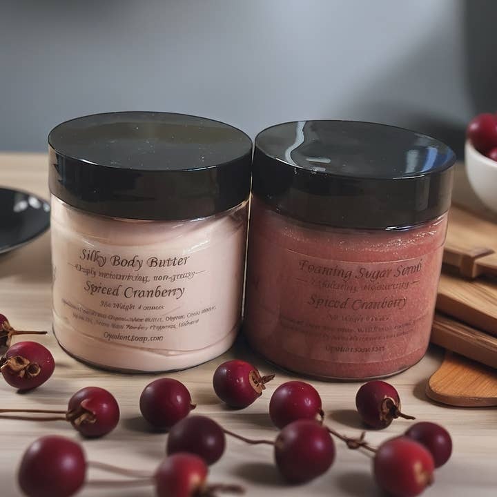 Spiced Cranberry Body Butter/Sugar Scrub for wholesale by Opulent Bath & Body