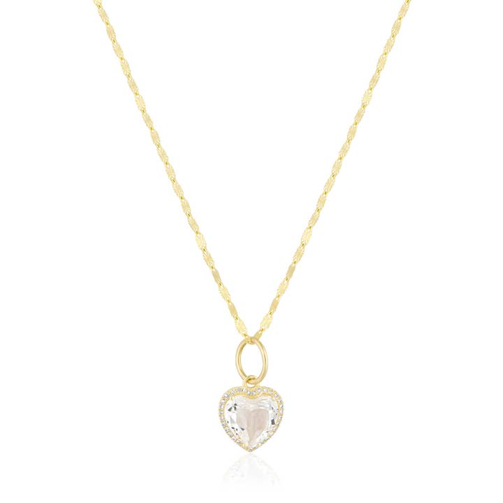 White Topaz & Diamond Heart Necklace for wholesale by Ela Rae Jewelry Llc.