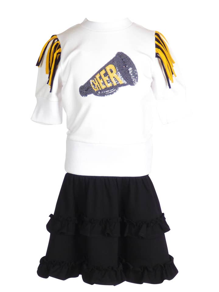 Conjunto de Animadora para el Día del Partido - Negro y Dorado para venta al por mayor de The Yellow Lamb