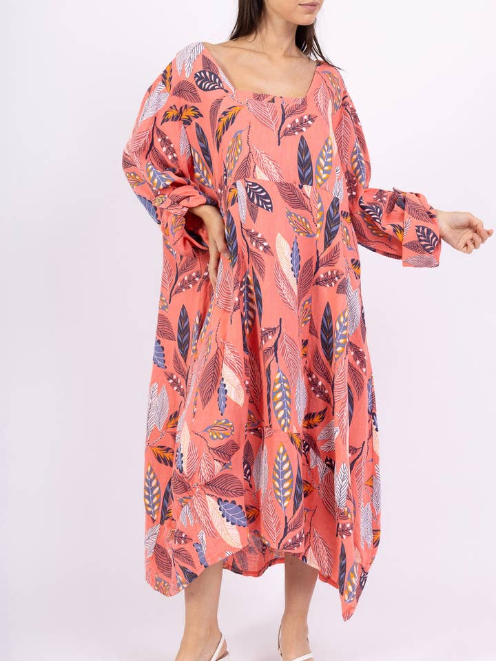 6039 LINEN DRESS PLUS SIZE 66 CM, 2XL / 3XL for wholesale by LINEN & COTTON HOUSE