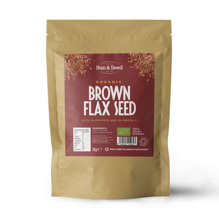 Organic Raw Brown Flax Seeds 1kg for wholesale by Sun & Seed