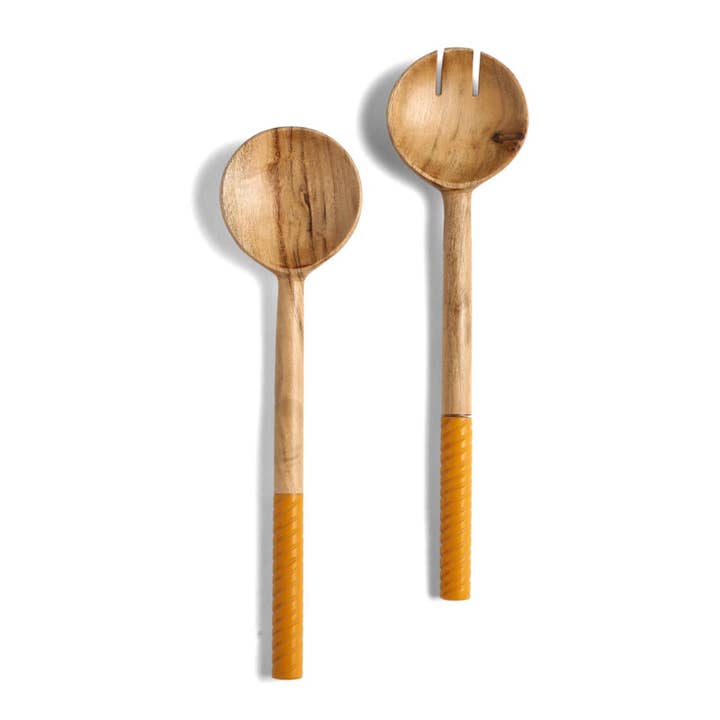 Set di 2 posate per insalata in resina e legno (25) per la vendita all'ingrosso da parte di Tiramisu