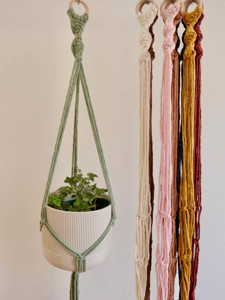Handmade Boho Macrame Cotton Rope Plant Hanger with Fringes for wholesale by EDA Artisanship