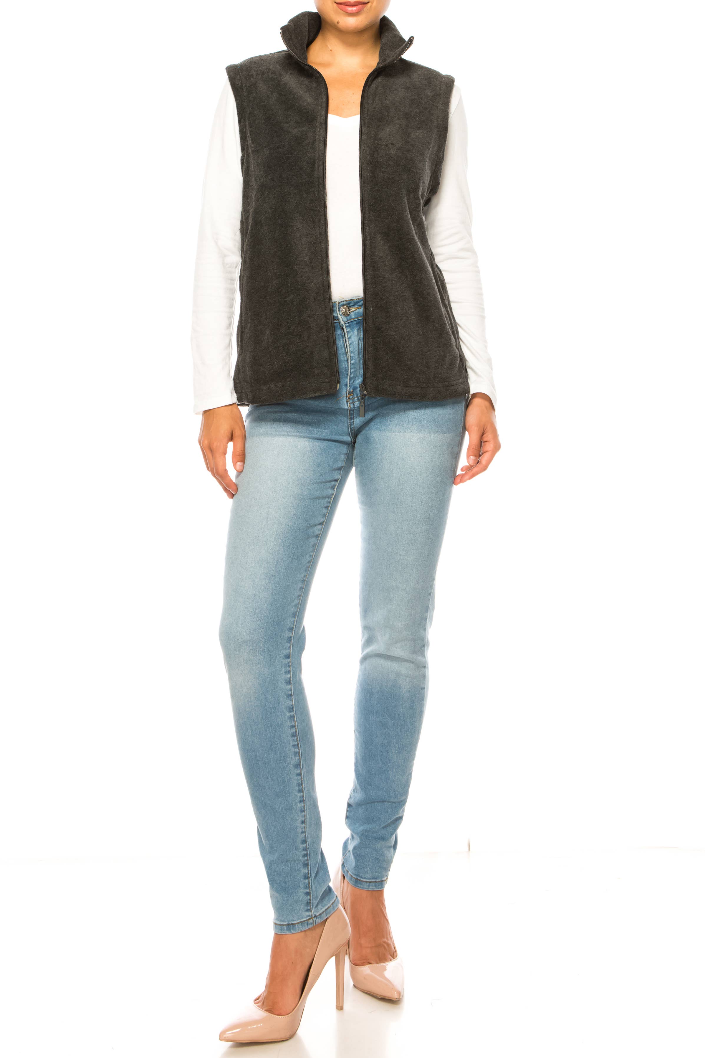 MOA COLLECTION - Wholesale Outerwear Vest - Women's - Women's Lightweight Polar Fleece Vest7